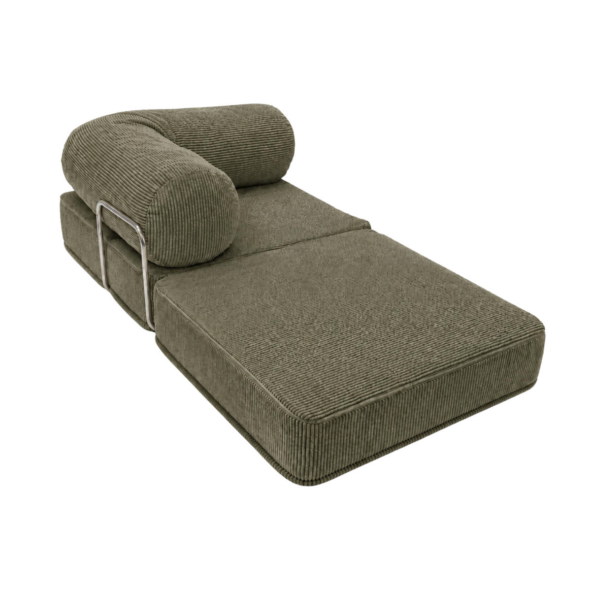 KOMFORTABLER Bodensessel im Japandi Stil Khaki - Waldgrün, Textil (100/70/100cm) - SURB