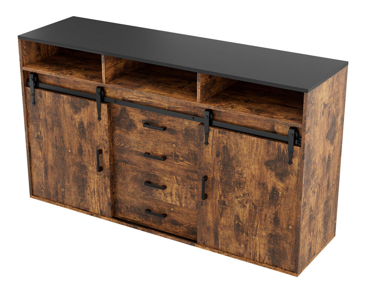 SIDEBOARD in 140/80/40cm - Dunkelbraun, Holzwerkstoff/Metall (40/80/140cm) - HOMAVO
