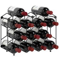 WEINREGAL, Wabendesign, Metall, Kippschutz, 13 Flaschen, schwarz, 43x15,5x31cm - Multicolor, Metall (43/31/15.5cm) - FORIOUS