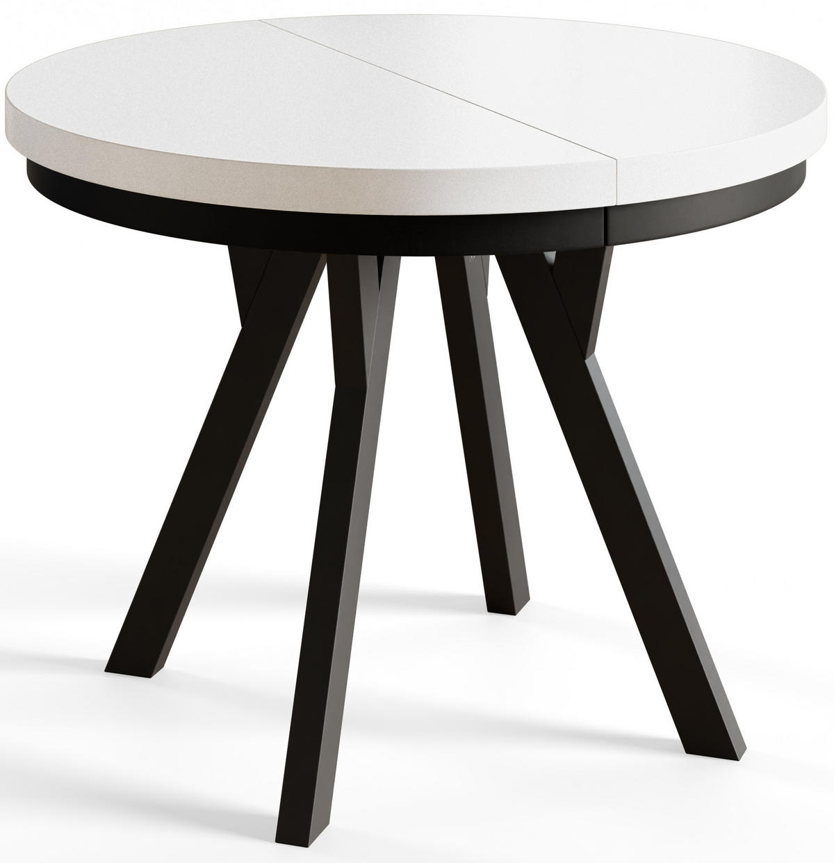 ESSZIMMERTISCH EVO, ausziehbarer Tisch 80 cm bis 130 cm, Farbe: Weiß, mit Holzbeinen in Farbe Schwarz - Schwarz/Weiß, Holzwerkstoff (80/80/77cm) - Alpi-Möbel