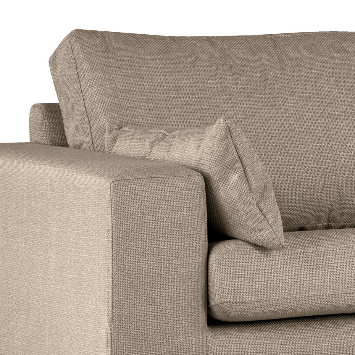 ECKSOFA mit Ottomane - Taupe/Buchefarben, Buchenholz/Textil (287/219cm) - home24
