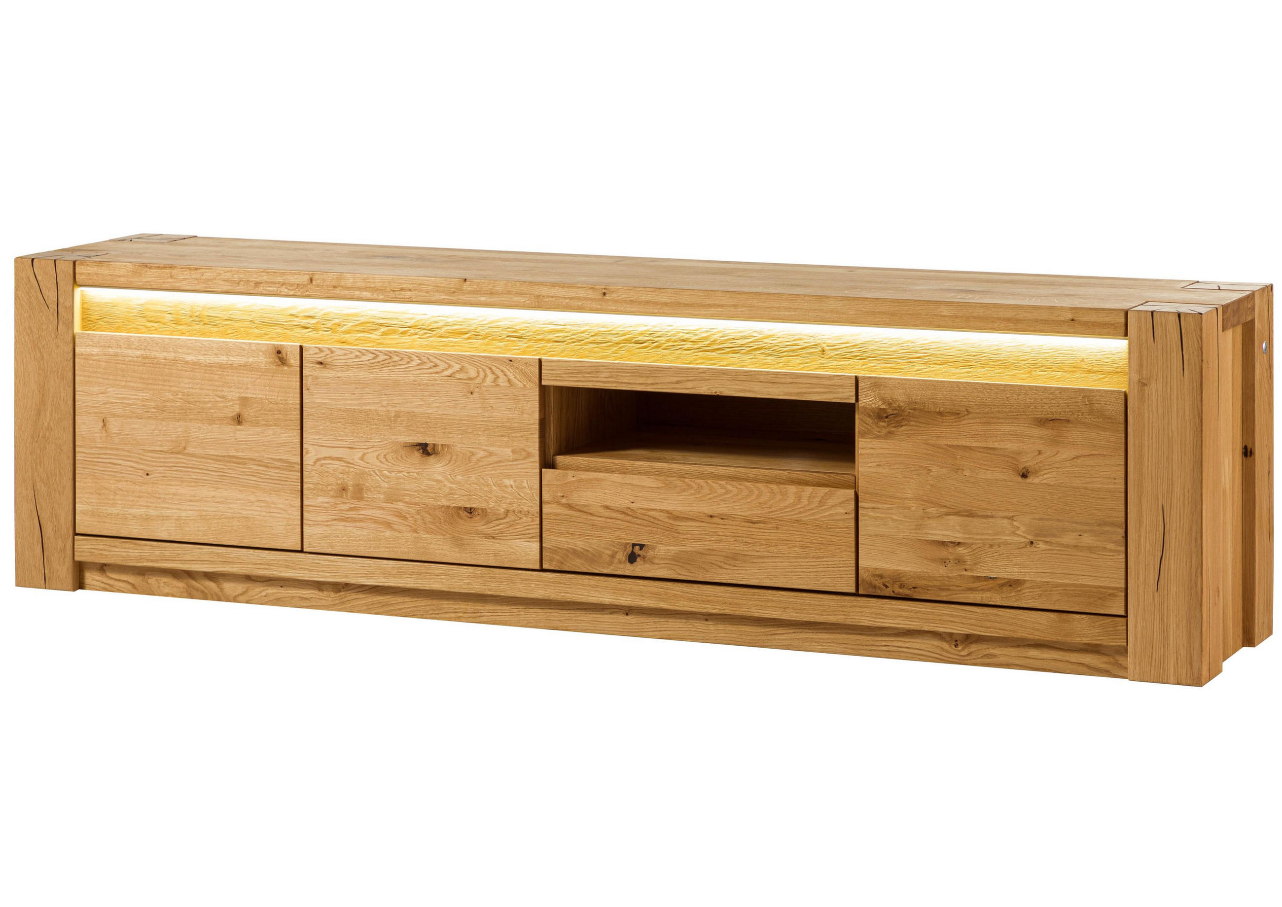 TV-BOARD Wildeiche 193x40x53 natur geölt KENT #133 - Naturfarben, Holz (193/53/40cm) - Massivmoebel24