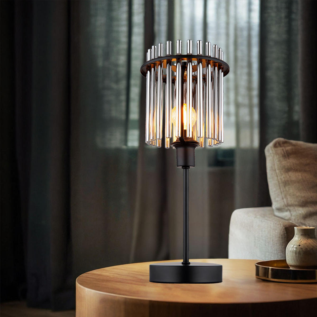 LED TISCHLEUCHTE Gorley Metall Grau - Grau, Glas (15/15/37.5cm) - Globo Lighting