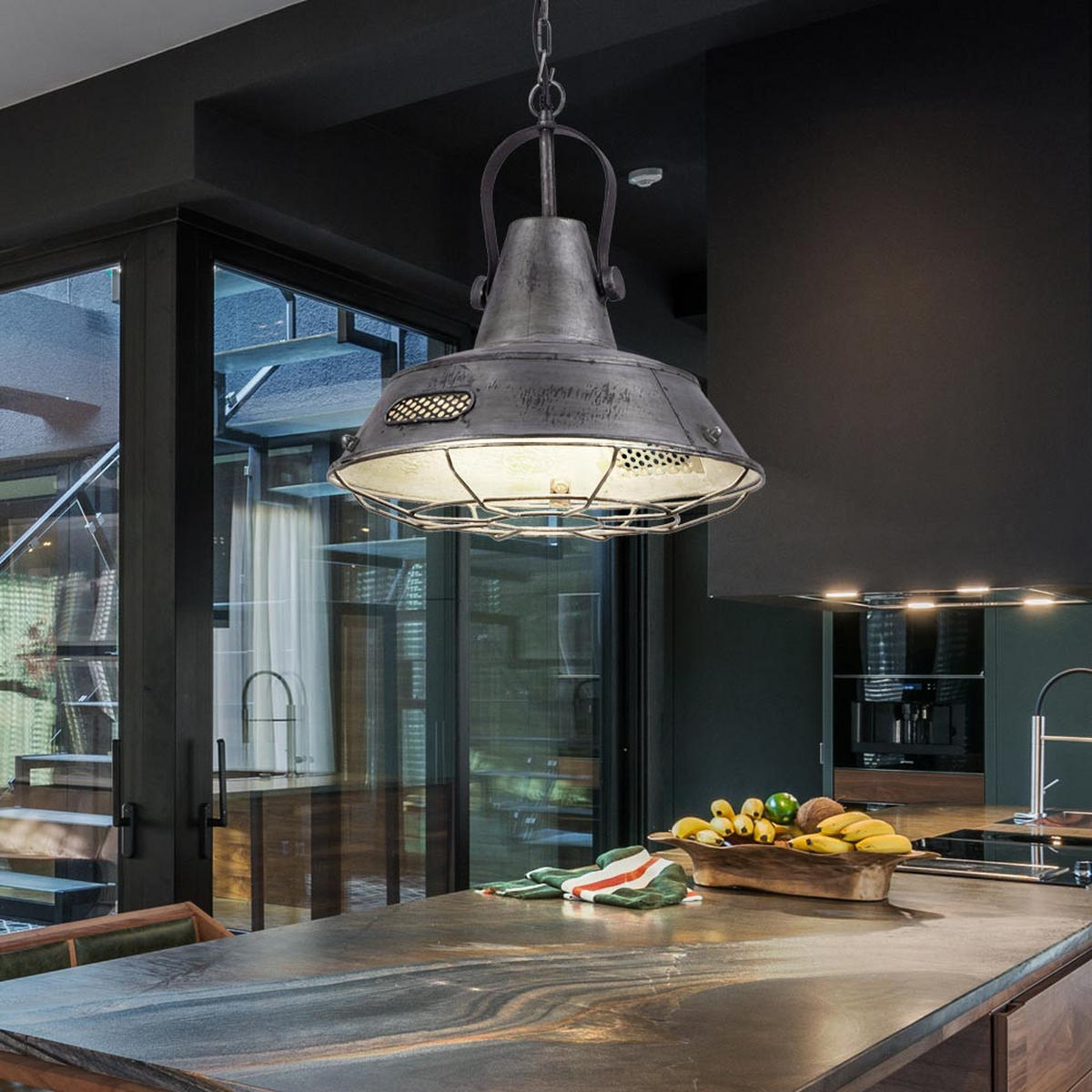 HÄNGELEUCHTE Laternen-Design Silber - Silberfarben, Metall (38/38/120cm)