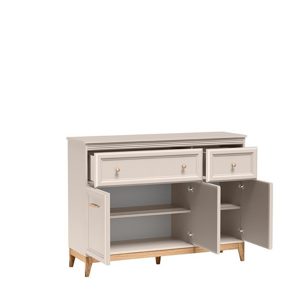 KOMMODE CUNEO 135,5/100/40,5cm mit 2 Schubladen 3 Türen Kaschmir - Kaschmir, Holzwerkstoff (135.5/100/40.5cm) - MASSENO