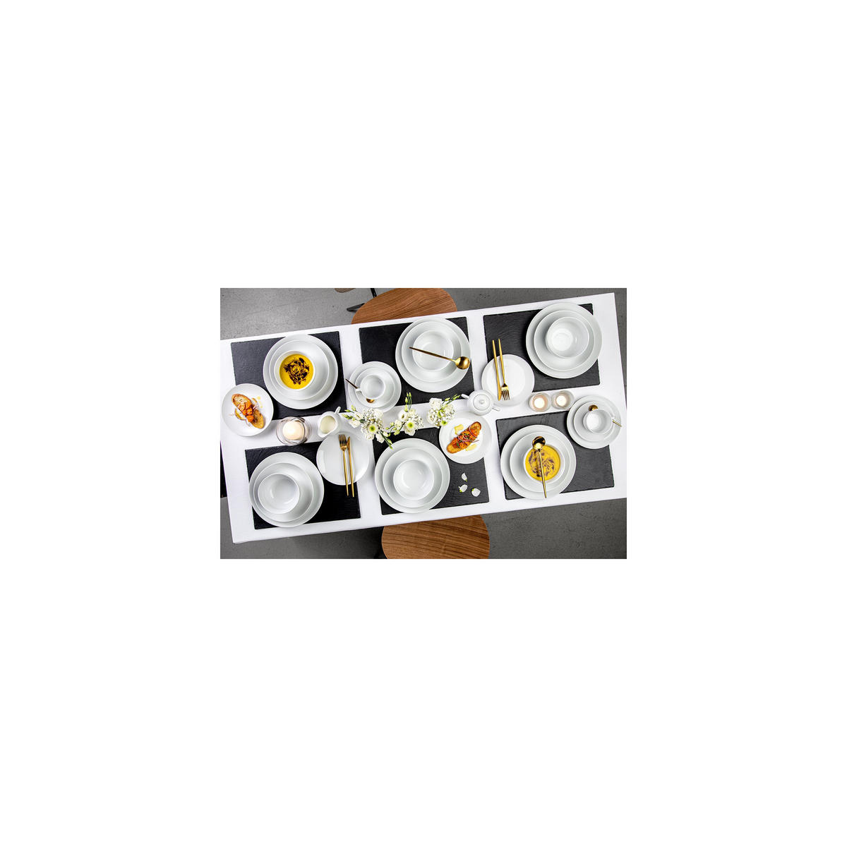 SCHIEFERPLATTEN SET - 6 teilig lasiert mit Kreise - Schwarz, Naturmaterialien (30/0.5/40cm) - Sänger