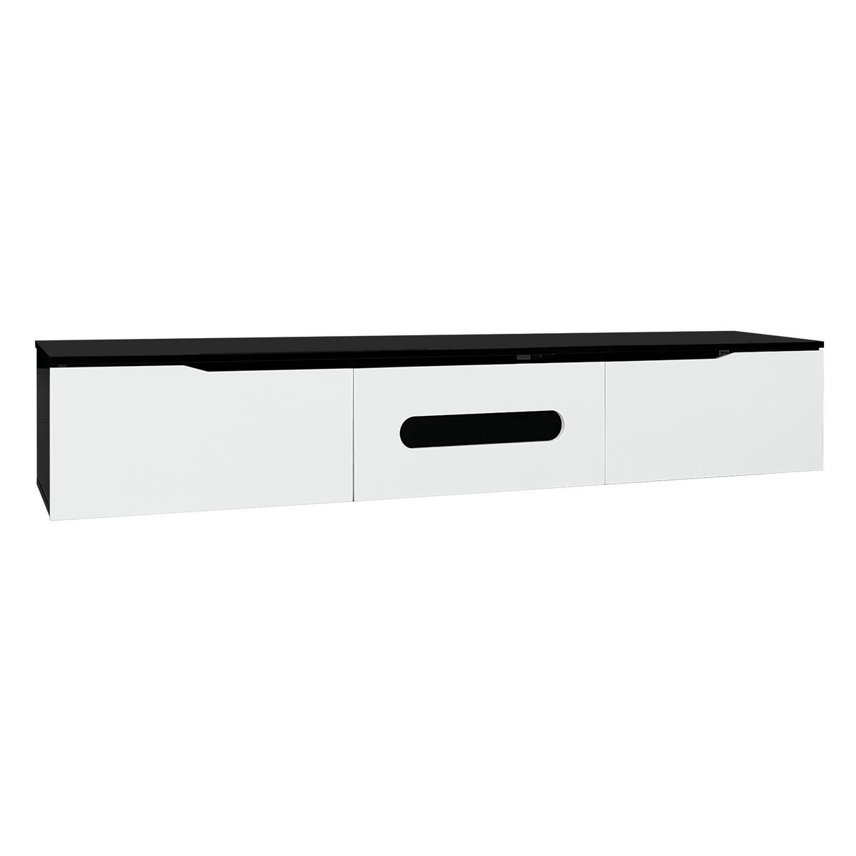 TV-SCHRANK 180cm Hochglanz 16-Farben-LED wandmontierbar Weiß-Schwarz - Weiß, Holz (46/16.5/133cm) - FLIEKS