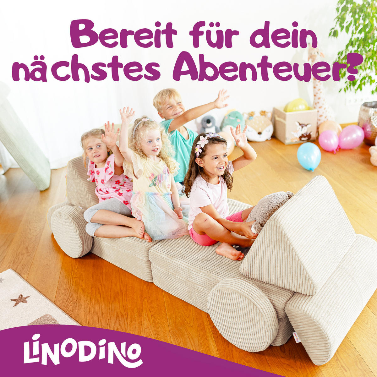 SPIELSOFA Kinder Fantasiewelt 8tlg - Beige, Textil (150/55/66cm) - Linodino