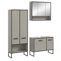 BADMÖBEL-SET 3-teilig Scana in schwarz, sand 154 cm, Kombination mit Soft-Close - Sandfarben/Schwarz, Glas/Holzwerkstoff (154/192/36cm) - Inn.Furn