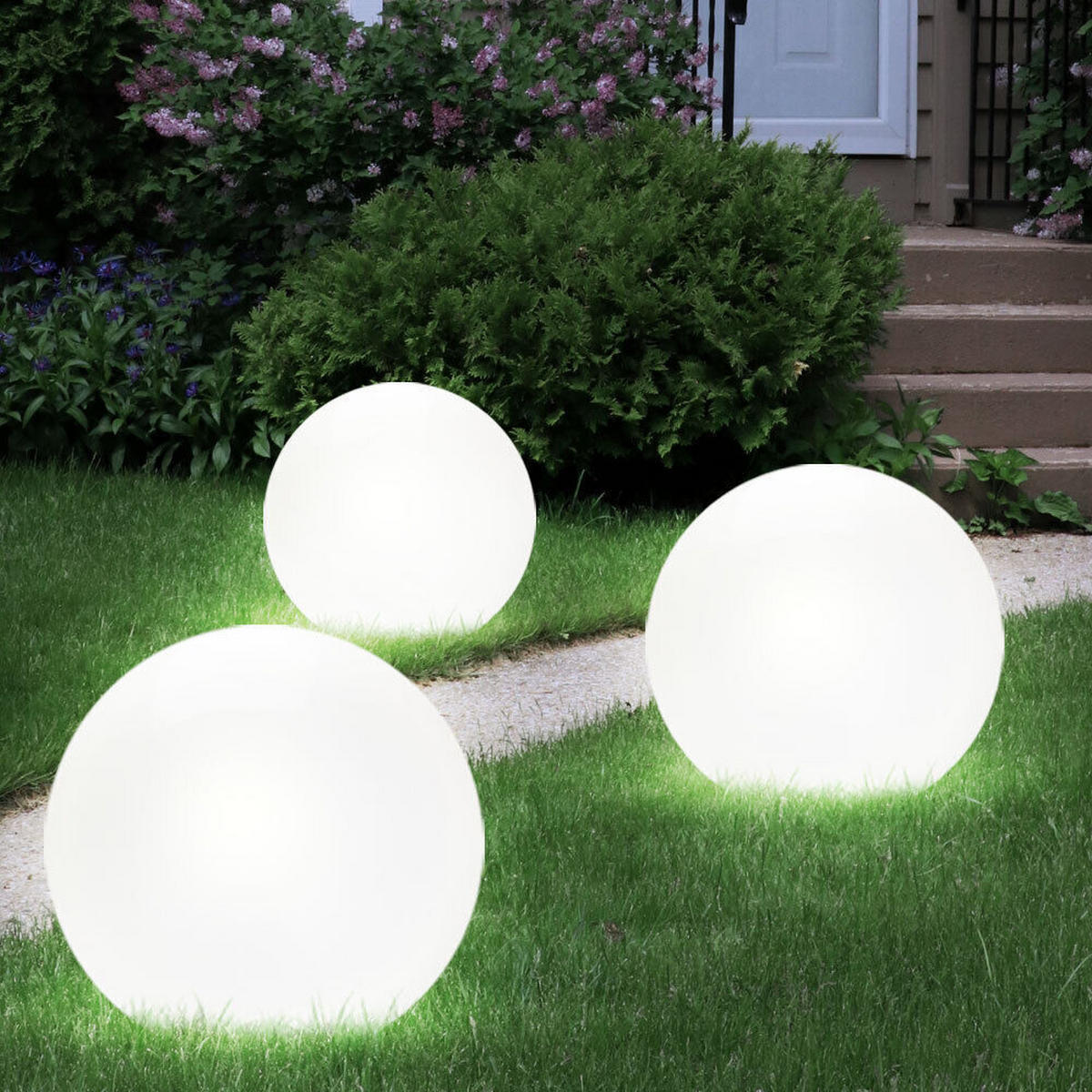LED AUSSENLEUCHTE Kugel Weiß Silber - Weiß, Kunststoff (25/65/25cm)