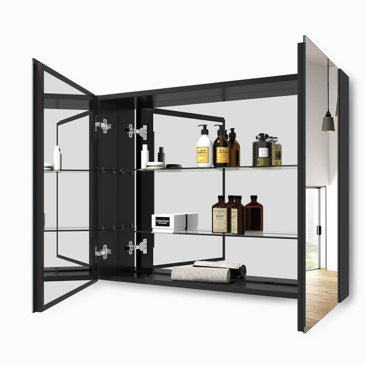 SPIEGELSCHRANK Schwarz 85/65/14,5 - Schwarz, Metall (65/65/85cm) - EMKE