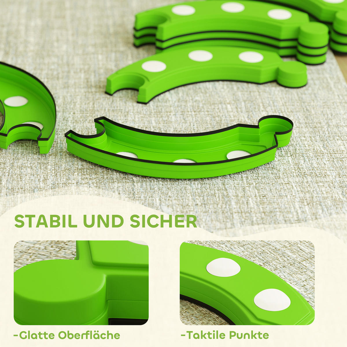 KINDER-SCHWEBEBALKEN TPE Kunststoff Grün - Grün, Kunststoff (101/7/101cm) - AIYAPLAY