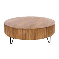 COUCHTISCH MILO GRAND XL-Rundtisch aus Mangoholz im Lamellen-Design - Sandfarben, Holz (120/120/38cm) - alesvelt