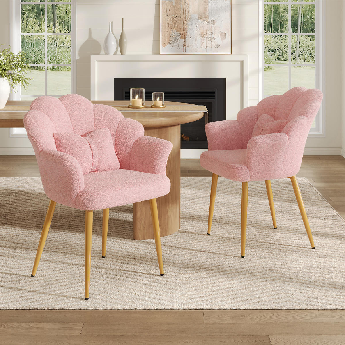 ARMLEHNSTUHL-SET 2 Stück, Blütenblatt-Design, DE-42136, Rosa - Pink, Holzwerkstoff (65.5/85/64cm) - ComfortXL