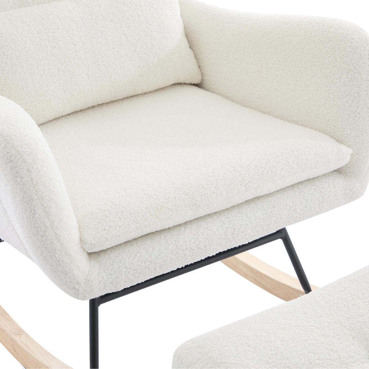 SCHAUKELSTUHL Weiß 73/92/102 cm - Weiß, Holzwerkstoff/Textil (73/102/92cm) - Urban Meuble