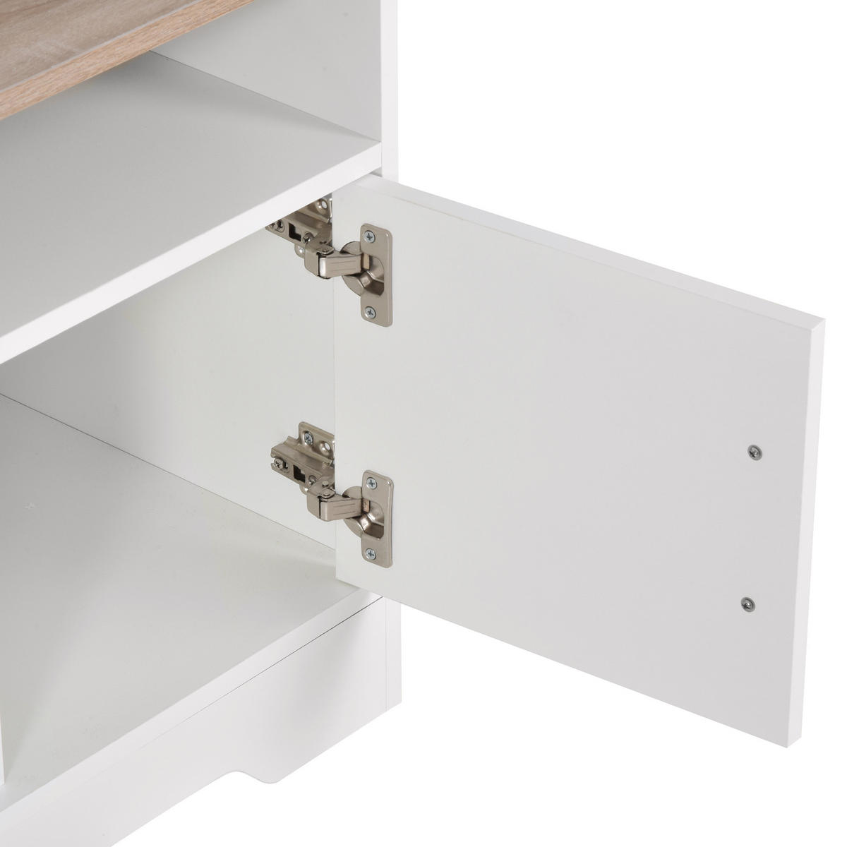 TV-LOWBOARD Weiß/Natur 105/40/52 cm, 2 Türen, Kabeldurchführung - Weiß, Holz (105/52/40cm) - PANGIVO