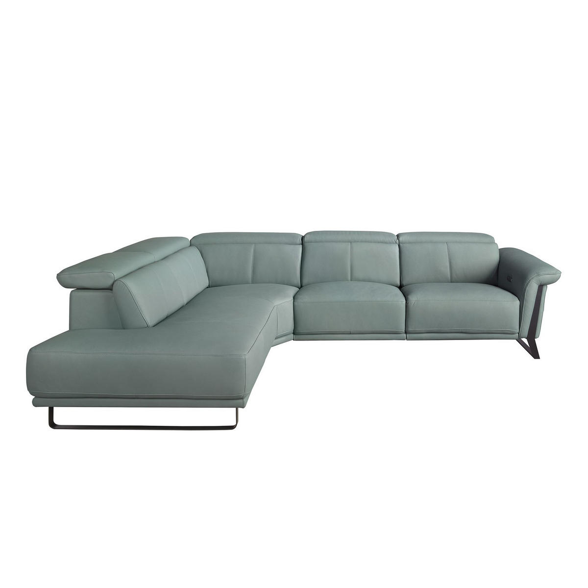 ECKSOFA Relax-Ecksofa links in türkisgrünem Leder 306/229/97 cm - Türkis/Schwarz, Leder/Metall (306/229cm) - ANGEL CERDA