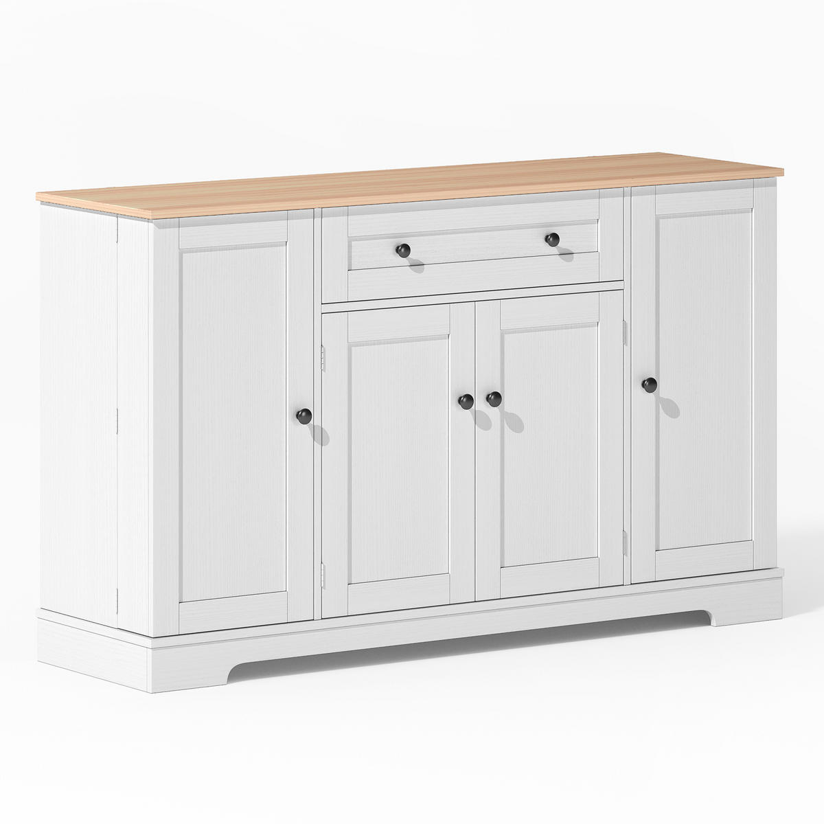 SIDEBOARD 138 cm in Natur/Weiß mit Schublade und verstellbaren Einlegeböden - Naturfarben, Holzwerkstoff (138/85/40cm) - Flora Grace