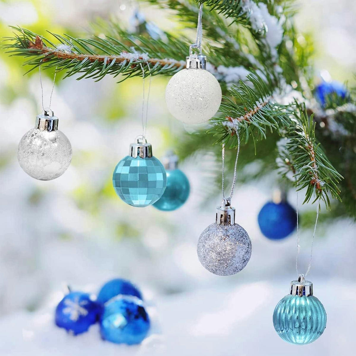 WEIHNACHTSKUGELN 30-teiliges Set Blau & Silber 3 cm - Multicolor, Kunststoff (3/3/3cm)