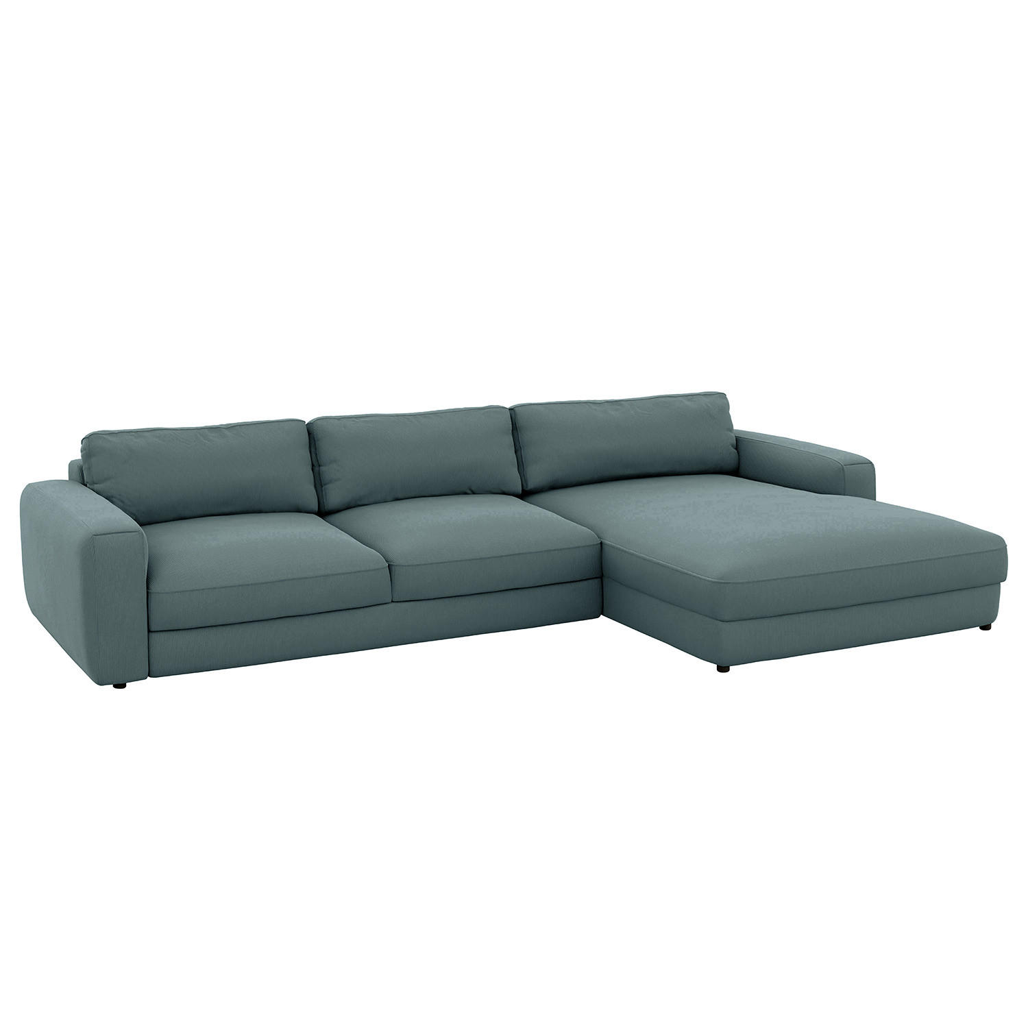 ECKSOFA mit Schlaffunktion - Blaugrau, Kunststoff/Textil (303/176cm) - home24