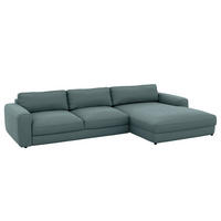 ECKSOFA mit Schlaffunktion - Blaugrau, Kunststoff/Textil (303/176cm) - home24