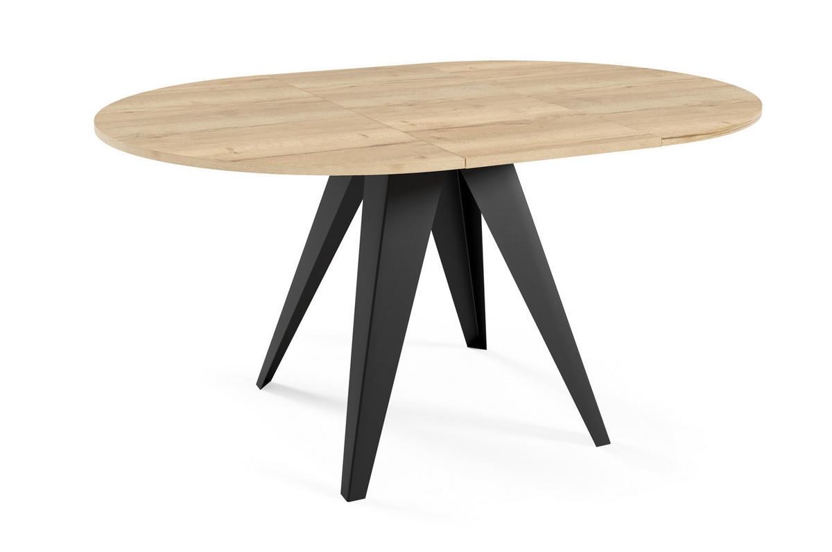 ESSTISCH Gerda - Hellbraun/Schwarz, Holzwerkstoff/Metall (90/90/76cm) - Meblini