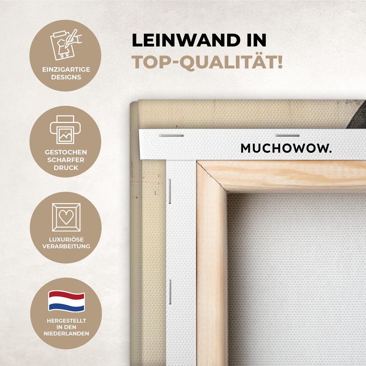 LEINWANDBILD Kreise - Balken - Schwarz - Abstrakt Wandbilder 80x60 cm - Schwarz, Textil (80/60cm) - MuchoWow