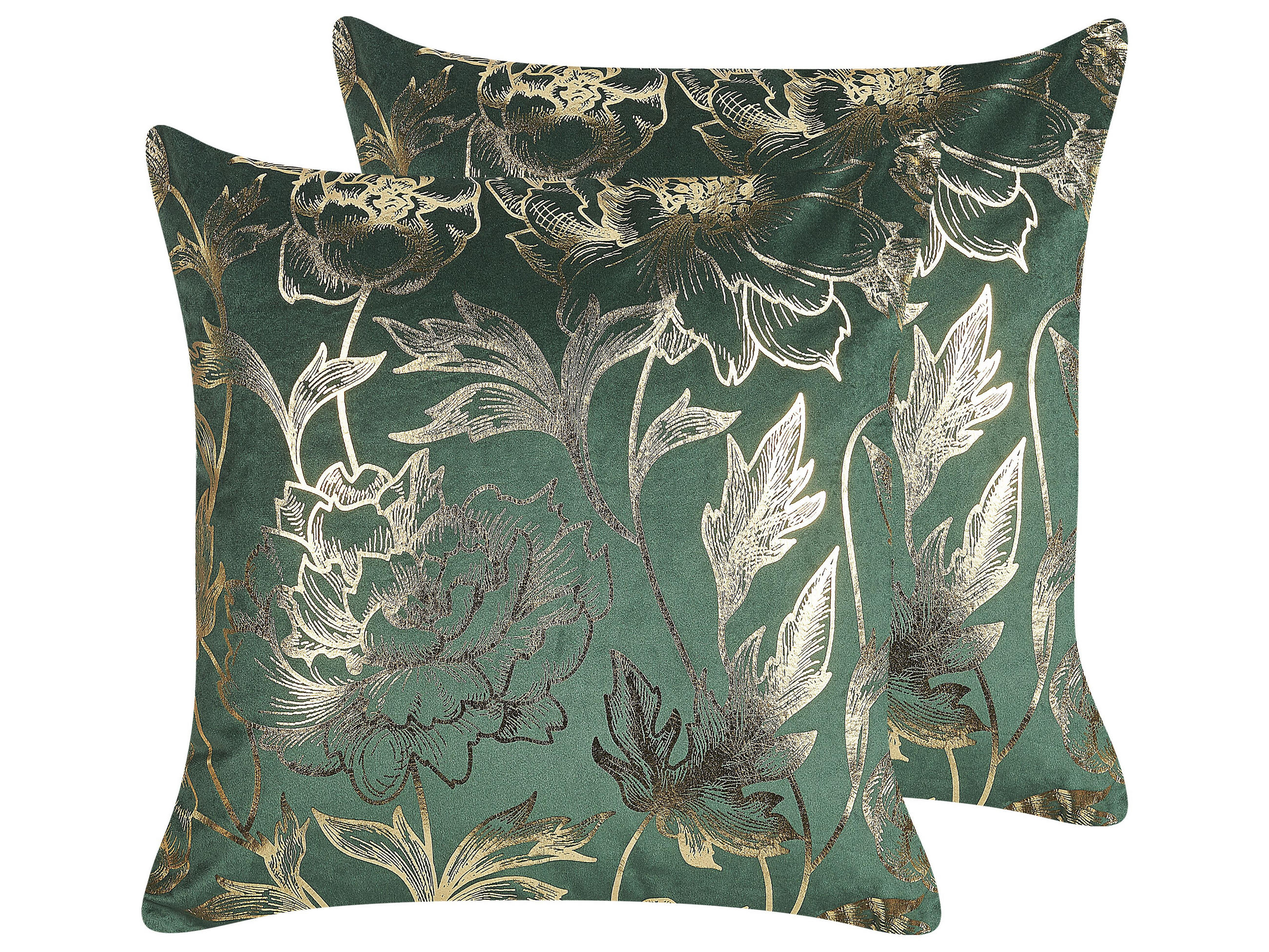 DEKOKISSEN 2er-Set Smaragdgrün 45/45 cm Daffodil - Smaragdgrün, Textil (45/45cm) - Beliani