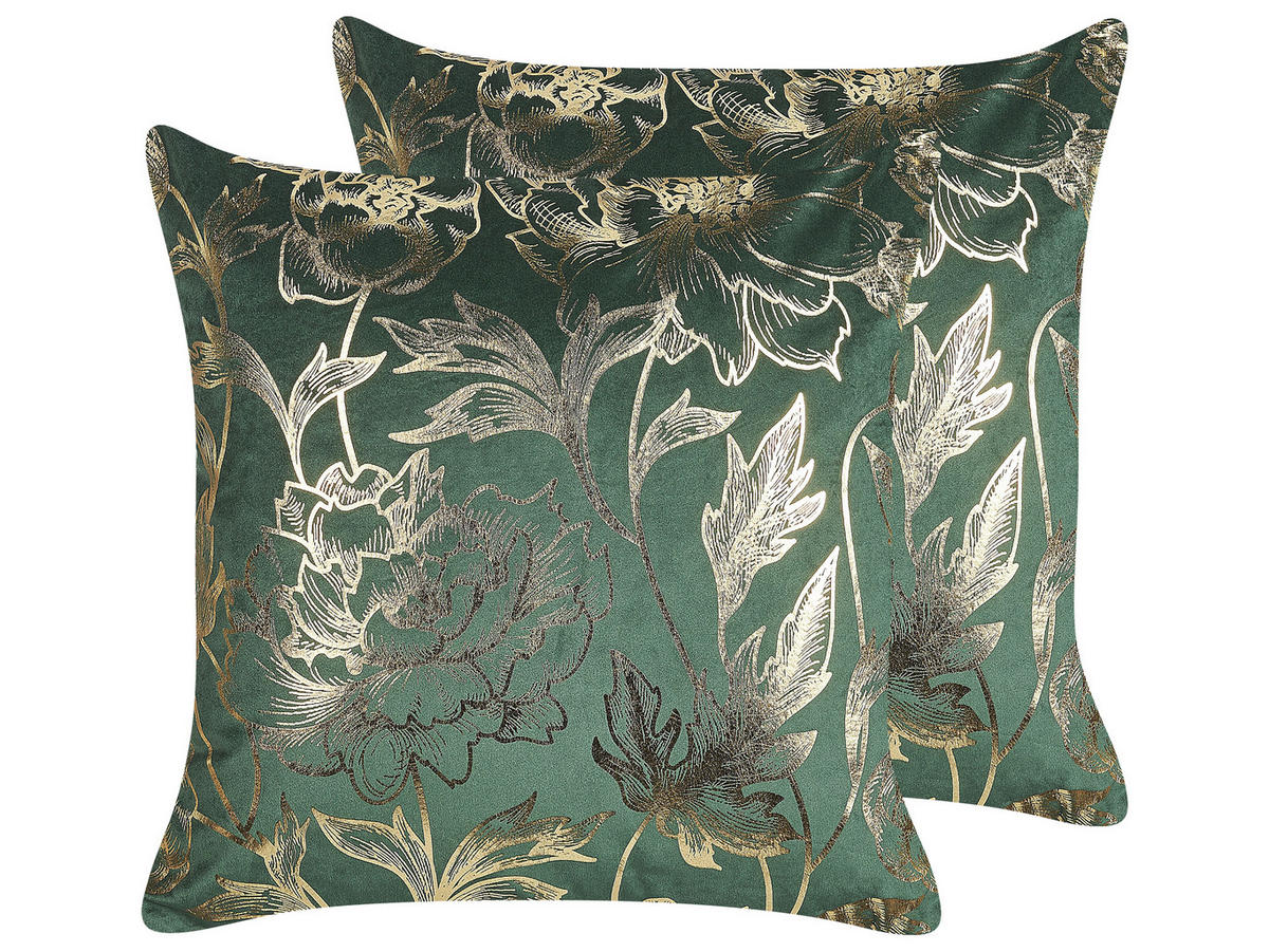 DEKOKISSEN 2er-Set Smaragdgrün 45/45 cm Daffodil - Smaragdgrün, Textil (45/45cm) - Beliani