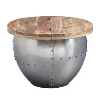 COUCHTISCH rund CLARICE Mango - Silberfarben, Holz (60/60/43cm) - tinkaro