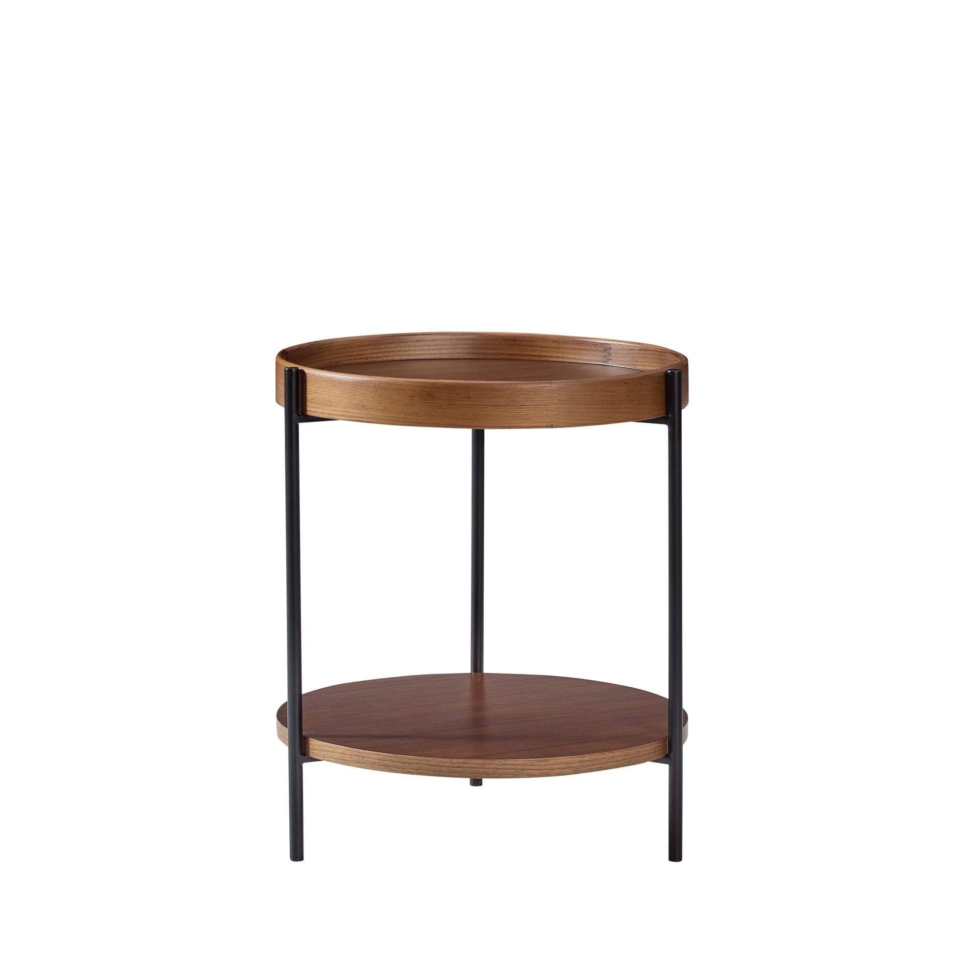 COUCHTISCH 44/44/48 cm mit 2 Ebenen, Holzoptik und Metallgestell, Walnut - Walnussfarben, Holzwerkstoff (44/44/48cm) - Redom