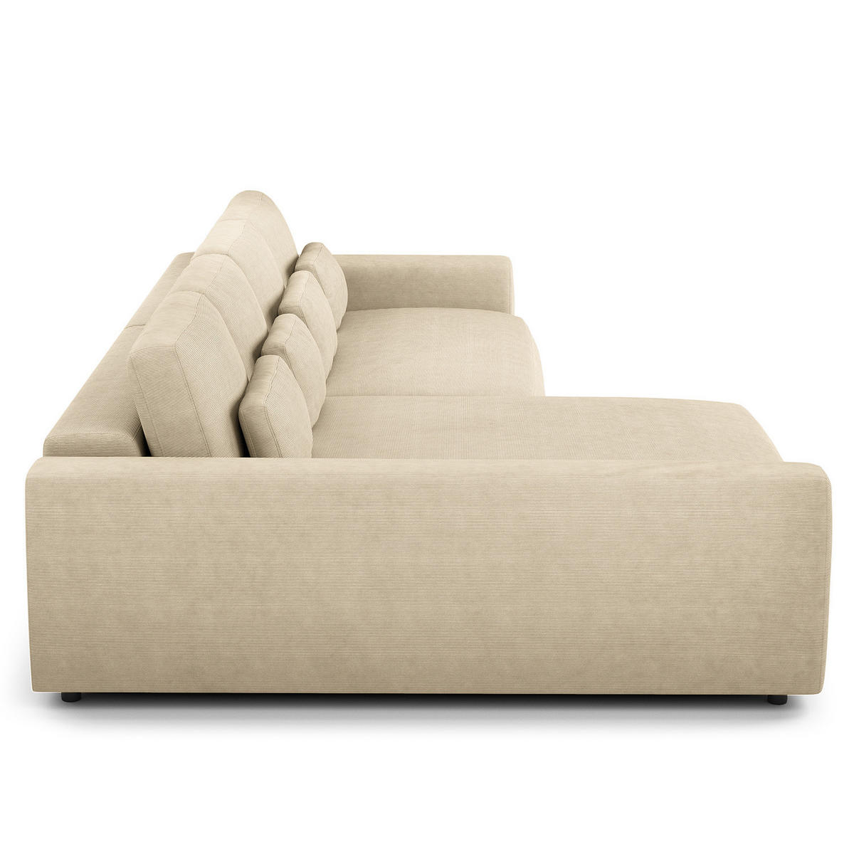 ECKSOFA mit XXL-Longchair - Beige/Schwarz, Kunststoff/Textil (323/182cm) - home24