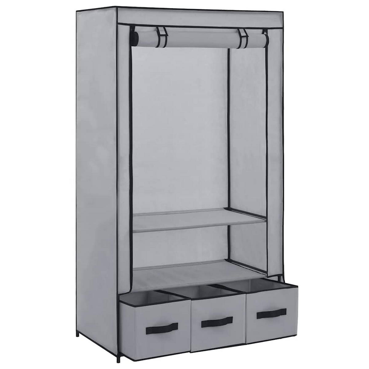 STOFFSCHRANK mit 3 Schubladen, 1 Rolltür 87/49/159 cm Grau - Grau, Textil (87/159/49cm) - vidaXL