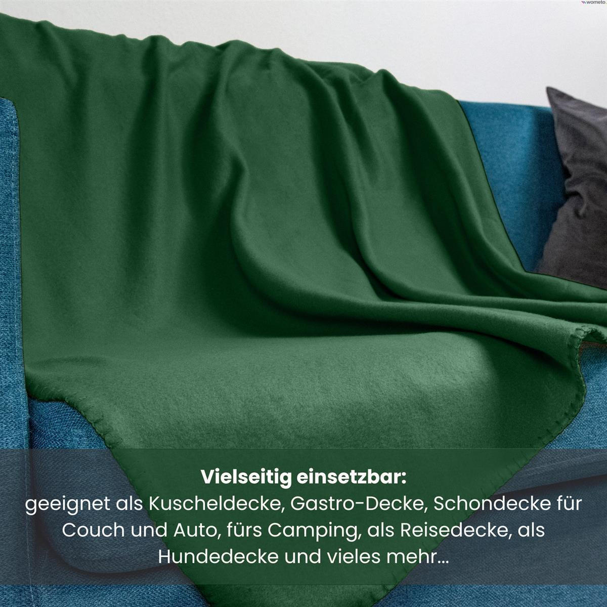 FLEECEDECKE 2er Set dunkelgrün 130/160 cm Kettelrand Anti-Pilling - Dunkelgrün, Textil (130/160cm) - wometo