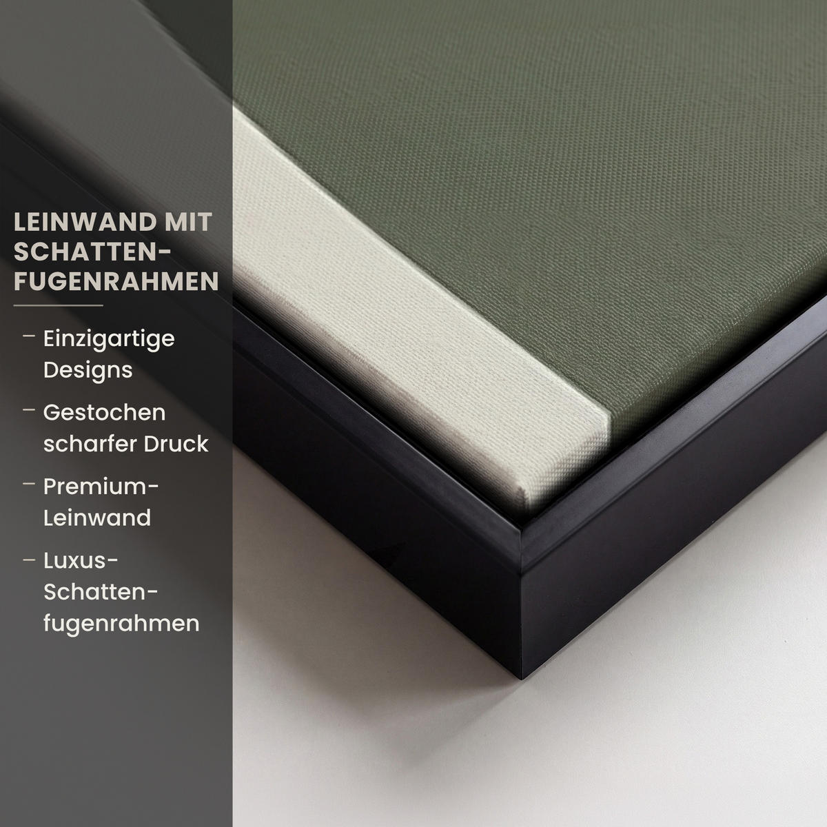 LEINWAND Bilder mit Rahmen - Japandi - Grün - Abstrakt - Modern - 90x140 - Salbeigrün, Textil (90/140cm) - MuchoWow