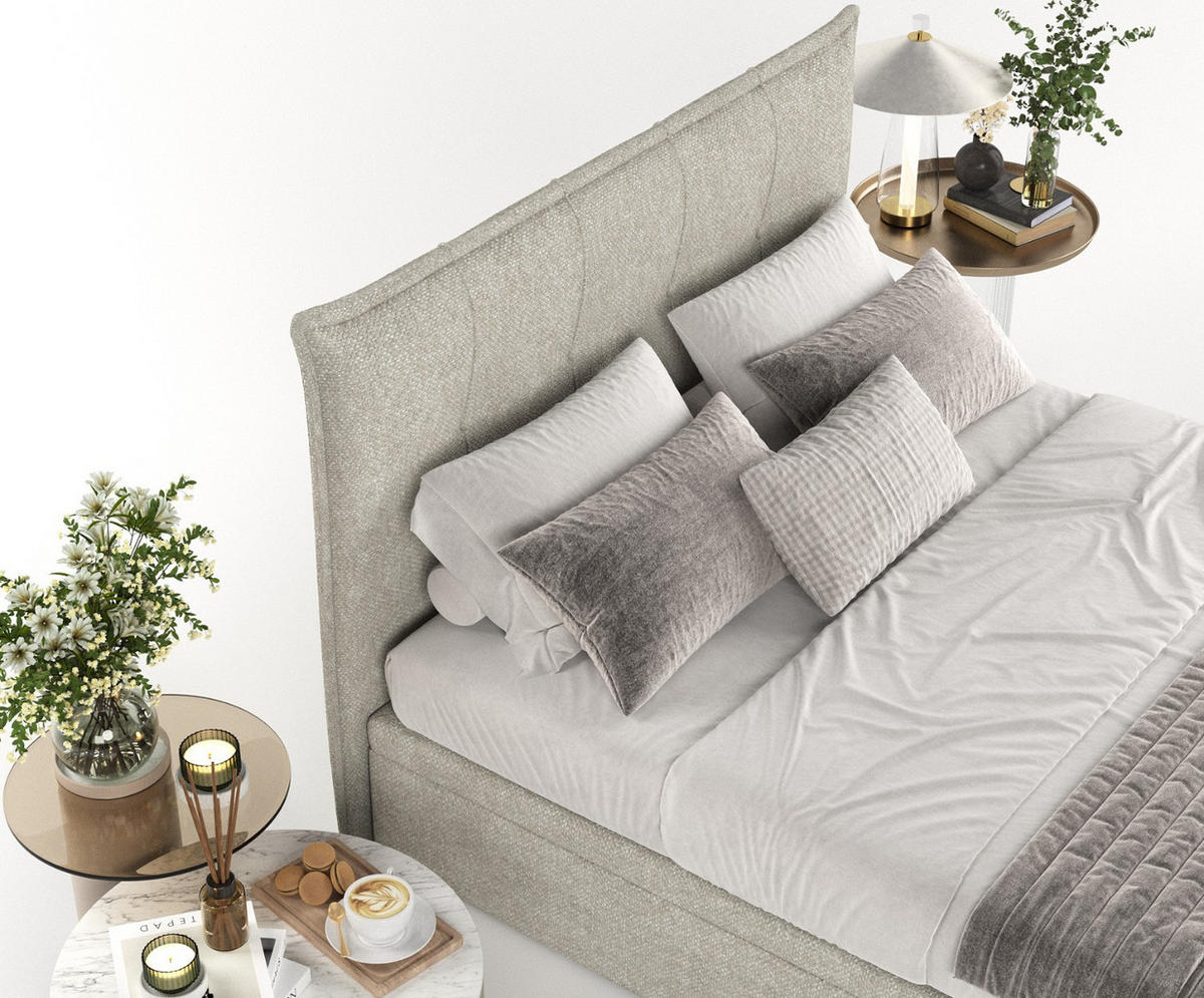 POLSTERBETT Liano mit Stauraum 160/200 cm Beige im Alta Stoff - Beige/Schwarz, Holz/Holzwerkstoff (160/200cm) - AltaBeds