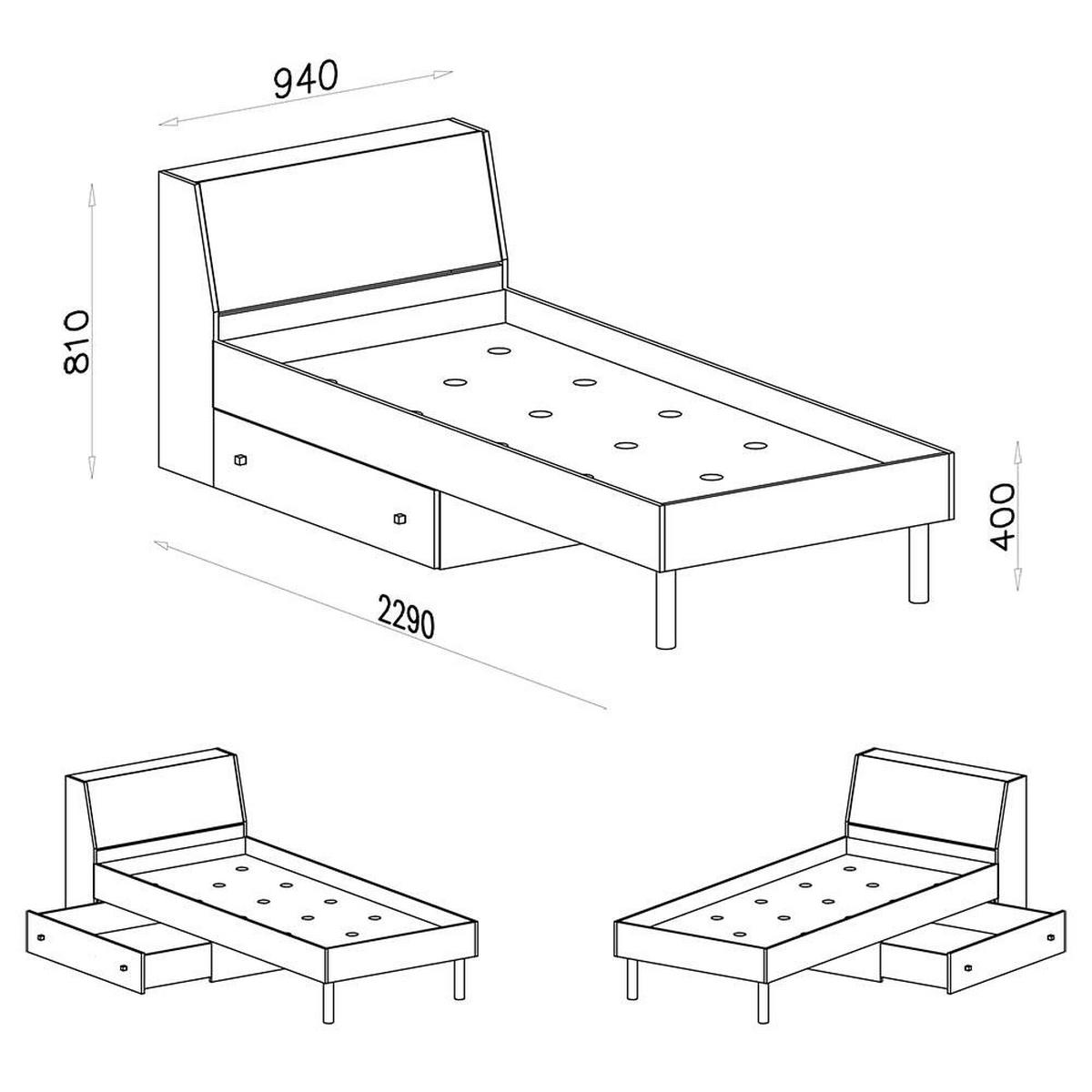 SCHLAFZIMMER Set 5-tlg. – FARO System – Grau / Weiß - Grau, Holzwerkstoff (120/190/50cm) - hi-markt