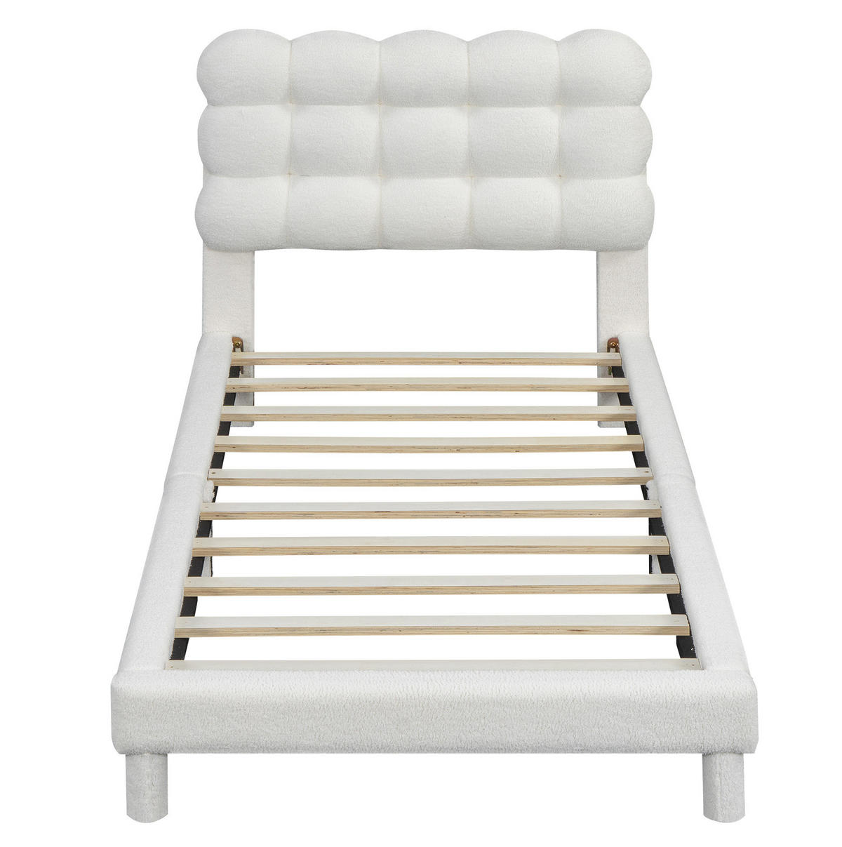 ČALOUNĚNÁ postel 90/200 cm bílá z plyše a MDF s nastavitelným čelem - bílá, textil (90/200cm) - OKWISH