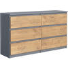 KOMMODE 140 Anthracite & Lancelot 138,5x39x78,5 cm - Anthrazit/Eschefarben, Holzwerkstoff (138.5/78.5/39cm) - Mobelsta