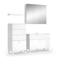 BADMÖBEL-SET Sola Weiß 3 Teile, mit Midischrank - Weiß, Holzwerkstoff (100/72/37cm) - Vicco