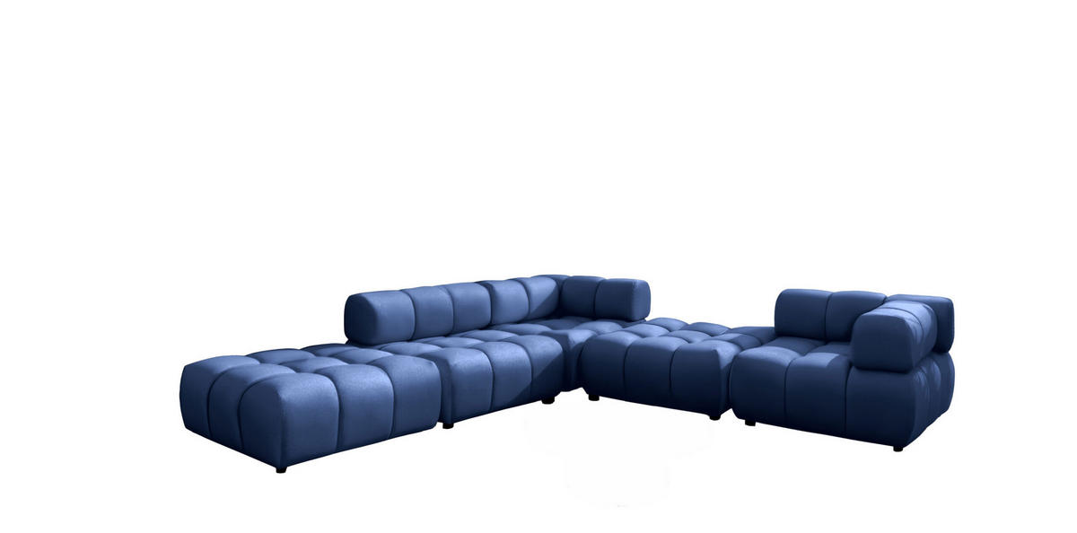 ECKSOFA Corner Modular, Veloursstoff Bluvel, Tintenblau, Links, Bolla - Blau, Holz (288/288cm) - Kaiser Möbel