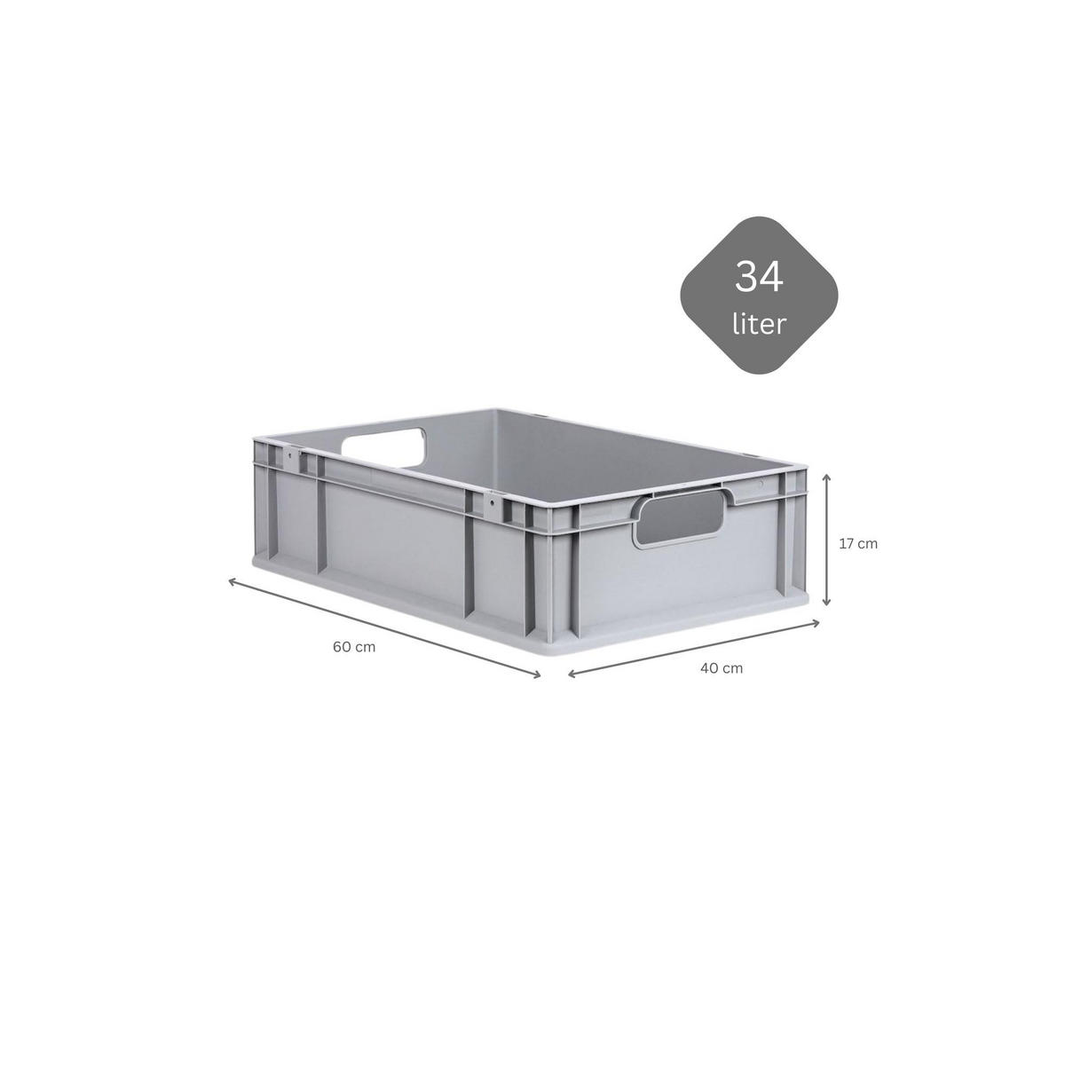 EUROBOX 5x Nextgen Economy Mit Auflagedeckel Grau/Schwarz Griffe Offen 34 Liter - Schwarz, Kunststoff (40/17/60cm) - PROREGAL