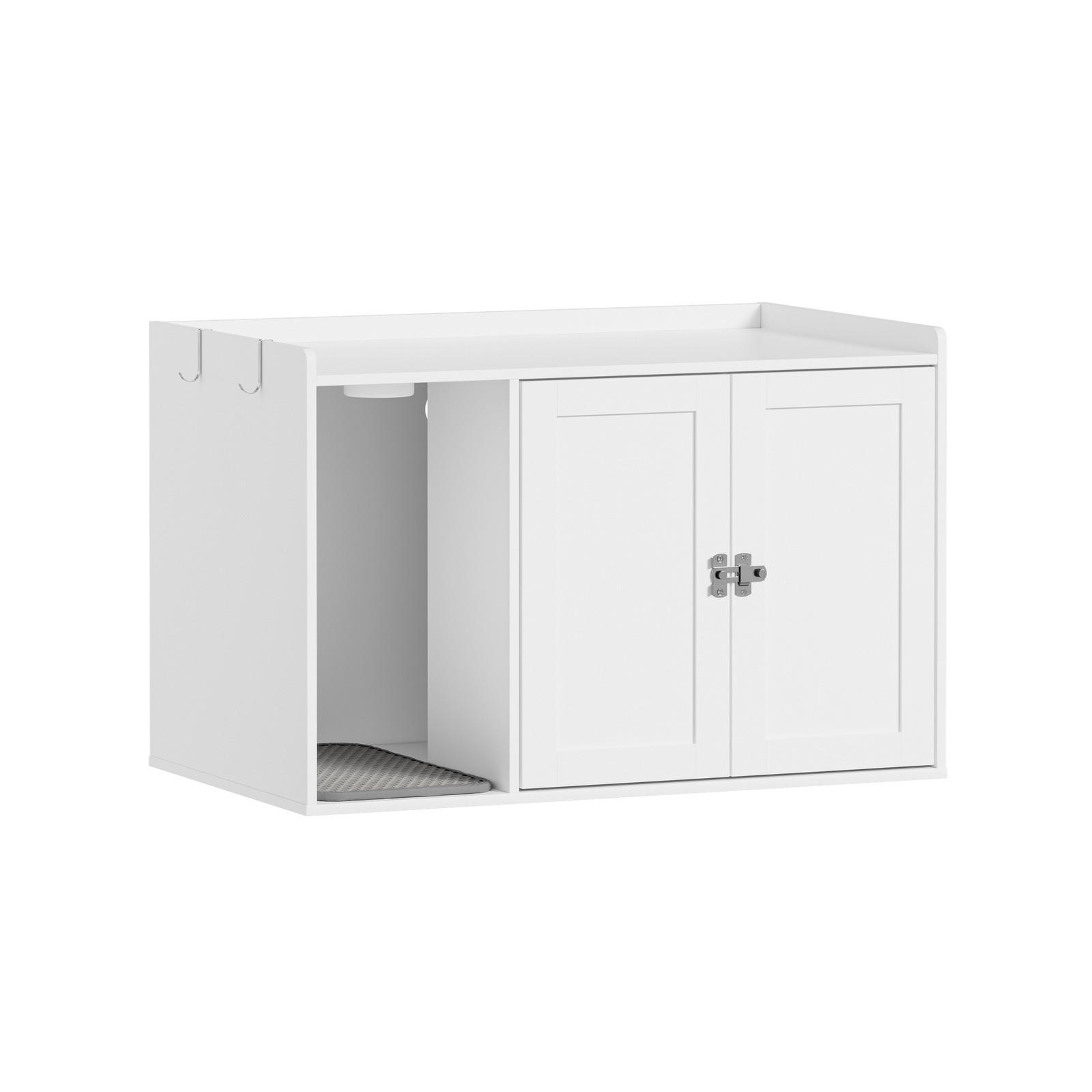 SITZBANK mit Aufbewahrung und Katzenklo-Verkleidung HAT07-E-W - Ahornfarben/Weiß, Holzwerkstoff/Fell (48/49.5/79.7cm) - SoBuy