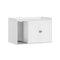 SITZBANK mit Aufbewahrung und Katzenklo-Verkleidung HAT07-E-W - Ahornfarben/Weiß, Holzwerkstoff/Fell (48/49.5/79.7cm) - SoBuy