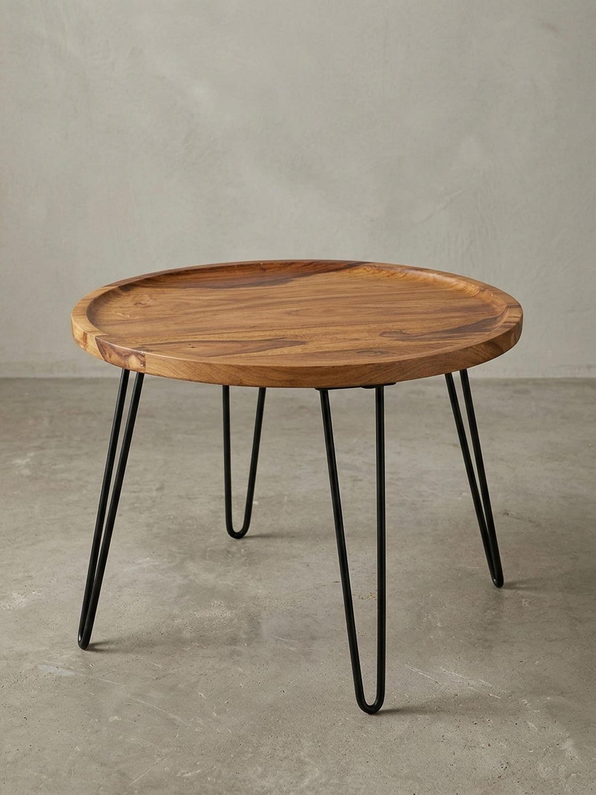 COUCHTISCH aus Sheeshamholz mit Haarnadelbeinen, modernem Design und großer Ablagefläche - Schwarz/Braun, Holz/Metall (60/60/45cm) - KADIMA DESIGN