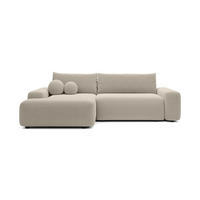ECKSOFA RUOTA Beige Boucle-Stoff mit Schlaffunktion - Beige, Holz (264/162cm) - MASSENO
