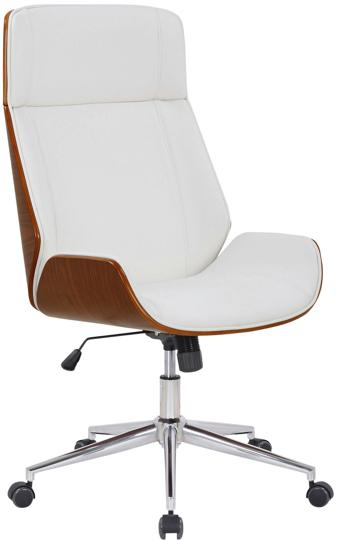 DREHSTUHL Lederlook Walnuss/Weiß - Chromfarben/Walnussfarben, Textil/Metall (58/110/66cm) - CLP