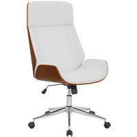 DREHSTUHL Lederlook Walnuss/Weiß - Chromfarben/Walnussfarben, Textil/Metall (58/110/66cm) - CLP