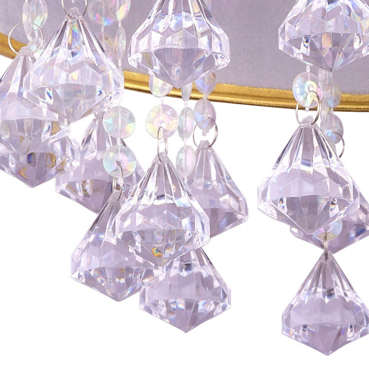 DECKENLEUCHTE Metall Textil Blattgold Kristalle - Goldfarben, Metall (30/30/31cm) - Globo Lighting