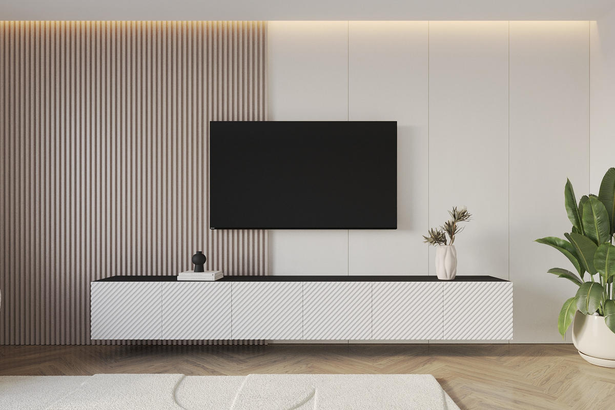 LOWBOARD ZENO-W 3x100x40x41 cm - Schwarz / Weiß - Eiche Wotan, Holzwerkstoff (300/40/41cm) - ALTDECOR